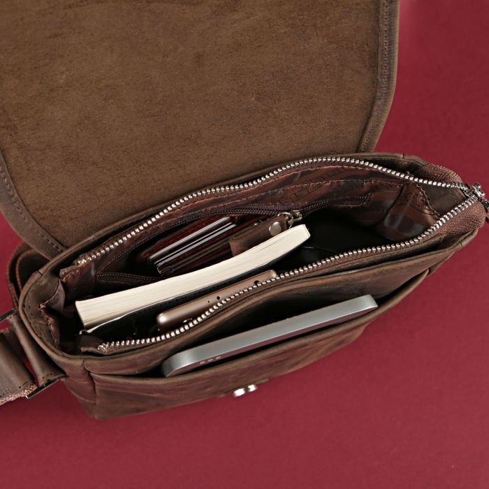 Сумка Shvigel Из винтажной кожи Коричневая (00890) изображение 6