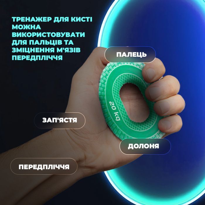 Эспандер PowerPlay PP-4333 Hand Grip Medium 20 кг Зелений (PP_4333_Green_20kg) изображение 6