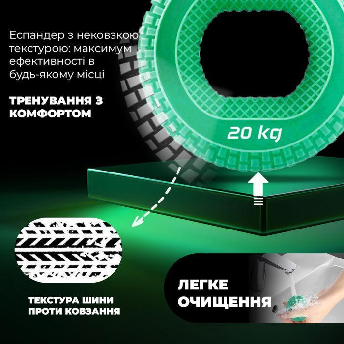 Эспандер PowerPlay PP-4333 Hand Grip Medium 20 кг Зелений (PP_4333_Green_20kg) изображение 9