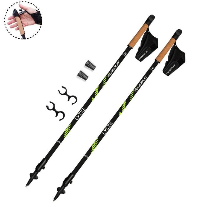 Палки для скандинавской ходьбы PowerPlay 9104 Lykke Black/Green 80-135 см (PP_9104_LYKKE) изображение 2