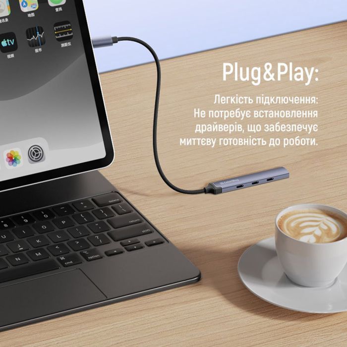 Концентратор ColorWay USB-C 4-in-1 USB-C2.0х3/USB3.0 (CW-HUB07) изображение 10