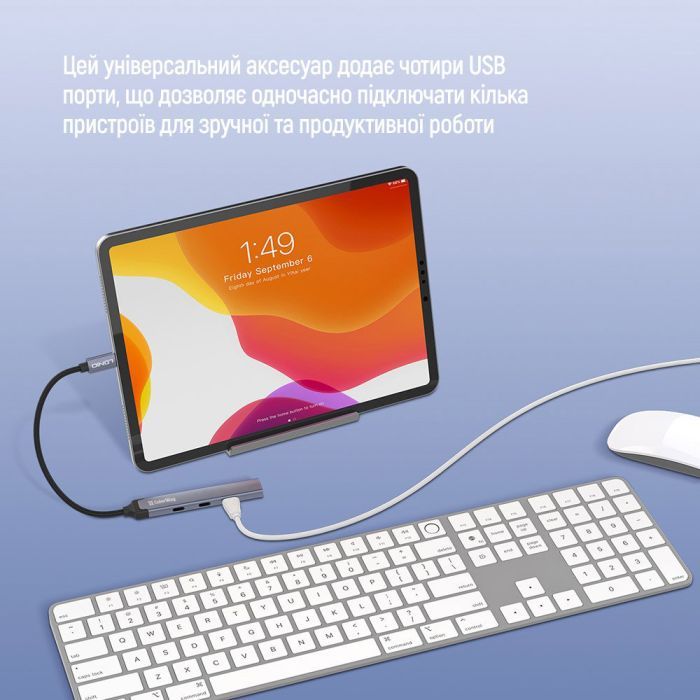 Концентратор ColorWay USB-C 4-in-1 USB-C2.0х3/USB3.0 (CW-HUB07) изображение 9