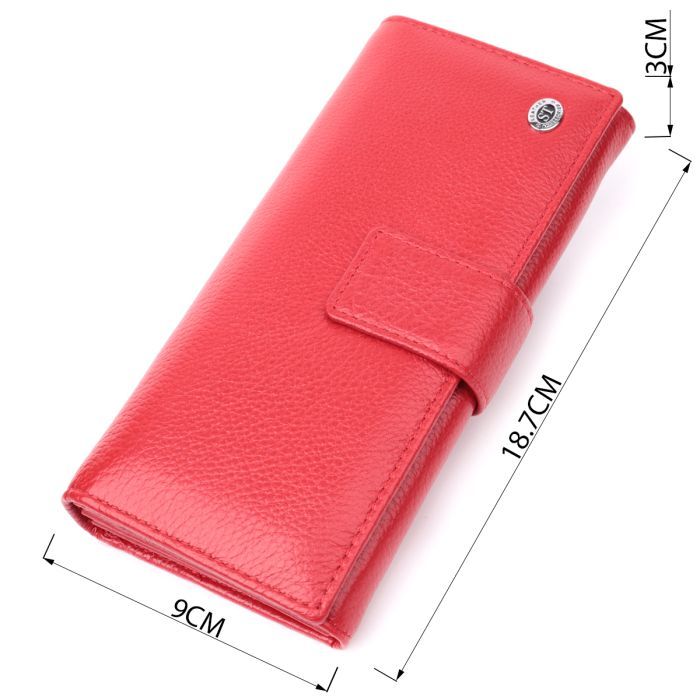 Гаманець ST Leather На чотири відділення для купюр із натуральної шкіри Червоний (22549) зображення 3