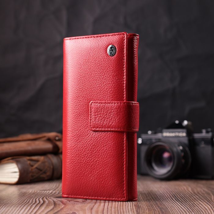 Гаманець ST Leather На чотири відділення для купюр із натуральної шкіри Червоний (22549) зображення 9