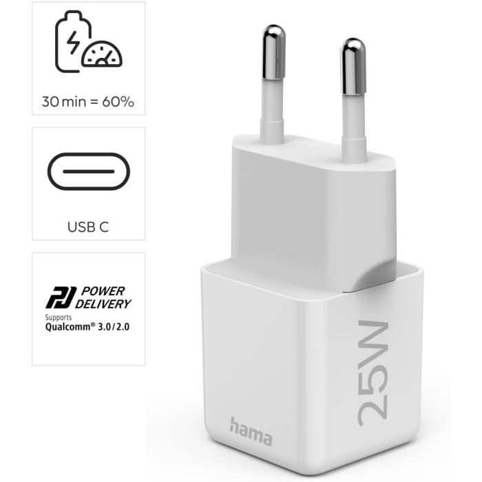 Зарядное устройство Hama 25W USB-С PD white (00201981) изображение 2