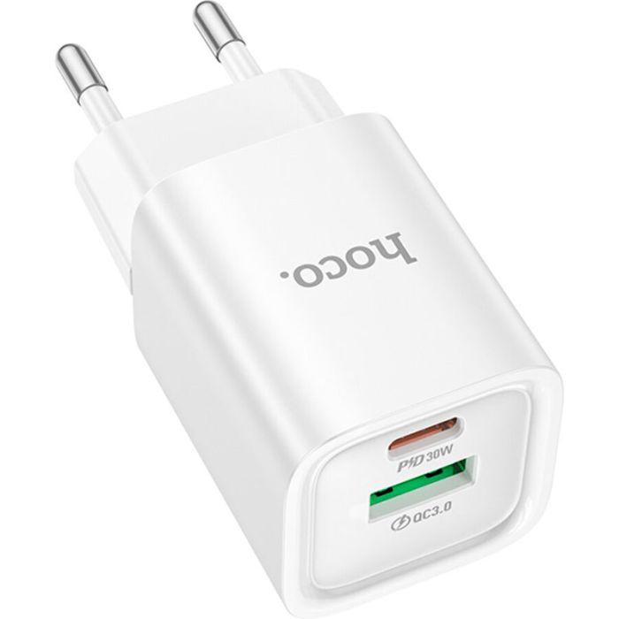 Зарядний пристрій HOCO C149A Charm 1xUSB-C PD30W + 1xUSB QC3.0 White (6942007630337) зображення 3