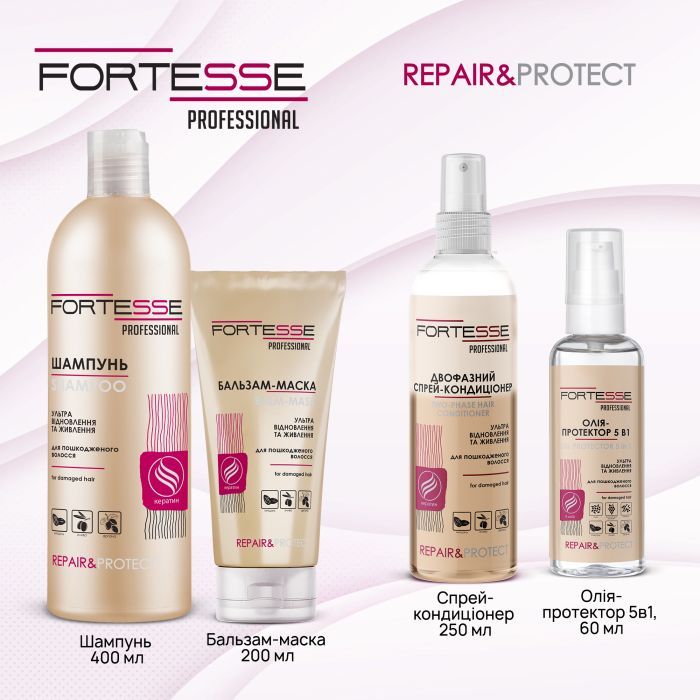 Кондиціонер для волосся Fortesse Professional Repair & Protect Двофазний відновлювальний Для сухого та пошкодженого волосся 250 мл (4823115501530) зображення 5