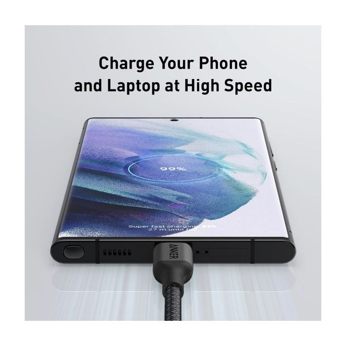 Дата кабель USB-C to USB-C 1.8m 140W bio-nylon 544 black Anker (A80F6H11) изображение 8