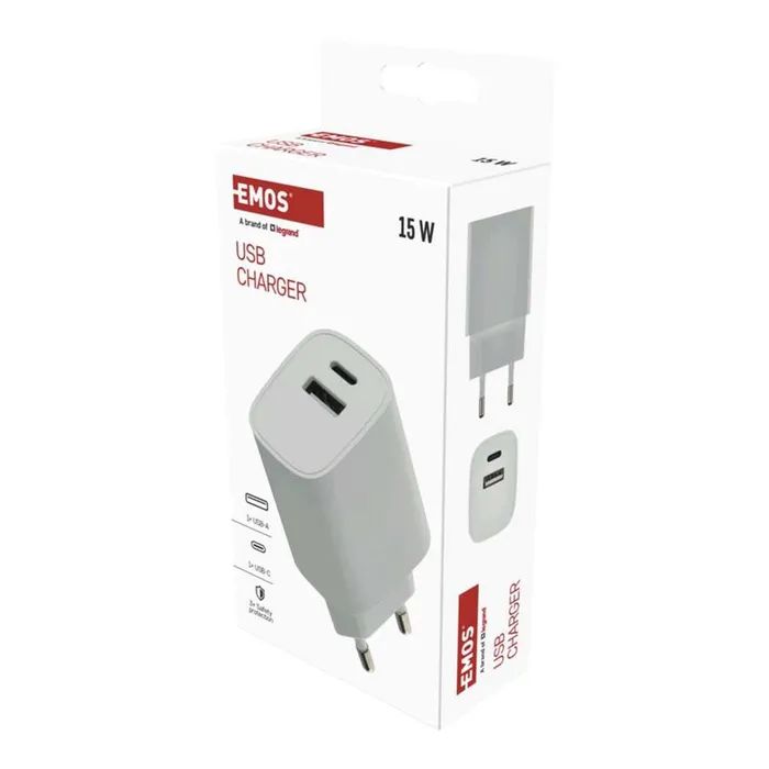 Зарядний пристрій EMOS V02B15 1xUSB-A + 1xUSB-C 15W GaN (V02B15) зображення 10