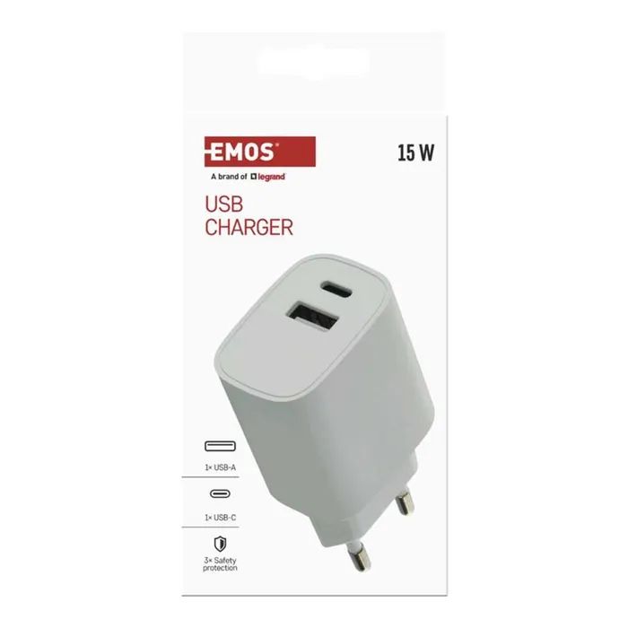 Зарядний пристрій EMOS V02B15 1xUSB-A + 1xUSB-C 15W GaN (V02B15) зображення 8