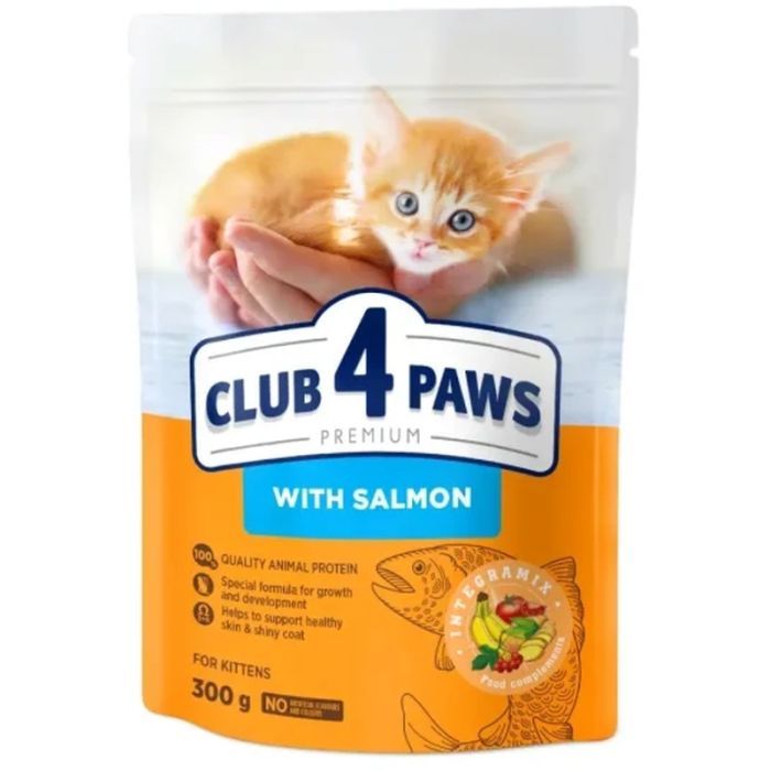 Сухий корм для кішок Club 4 Paws Преміум з лососем для кошенят 300 г (4820269144743)
