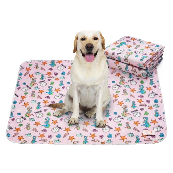 Пелюшки для собак MISOKO&CO Багаторазова з морськими кониками 70х80 см 1 шт рожева (HAINMSK70032) зображення 3
