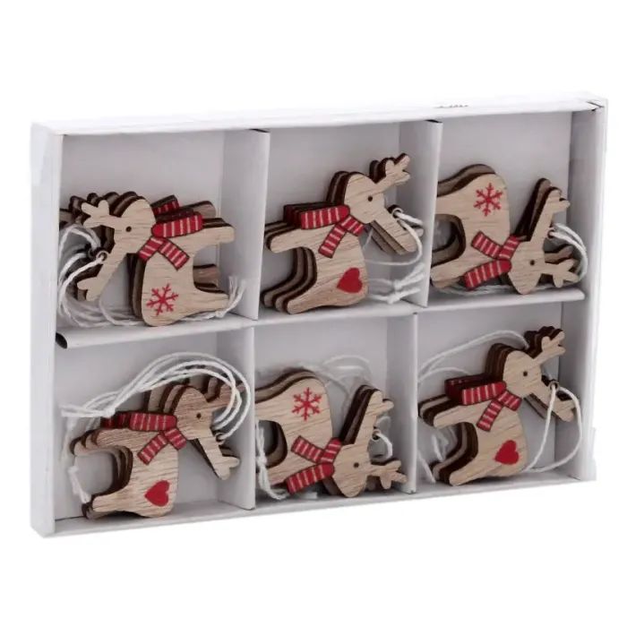 Прикраса декоративна Chomik Олені, дерево, комплект 18 шт (5900779879010)