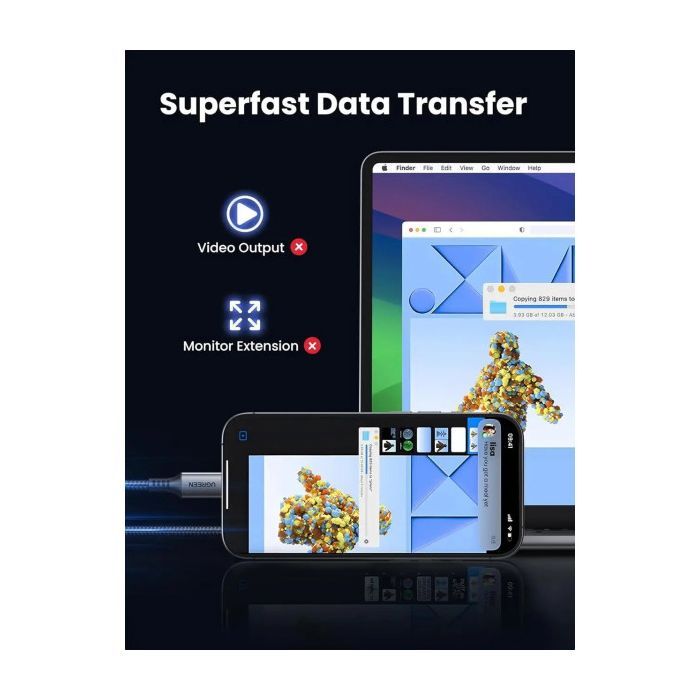 Дата кабель USB-C to USB-C 1.0m 60W US567 black UGREEN (15373) зображення 4