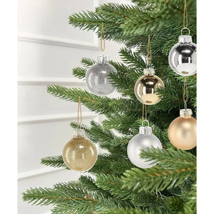Елочная игрушка Chomik скляні кульки 36 шт, 4 см, колір мікс шампань, срібний (5900779882201) изображение 3