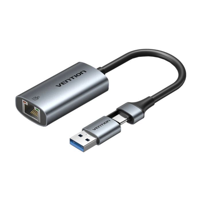 Переходник USB-C to RJ45 Ethernet 1000Mbps gray Vention (CFQHB)