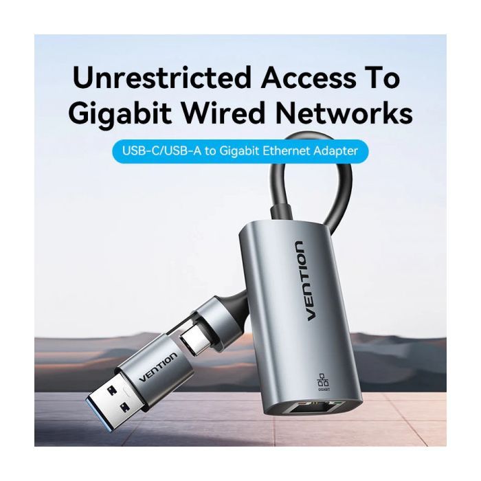 Переходник USB-C to RJ45 Ethernet 1000Mbps gray Vention (CFQHB) изображение 4