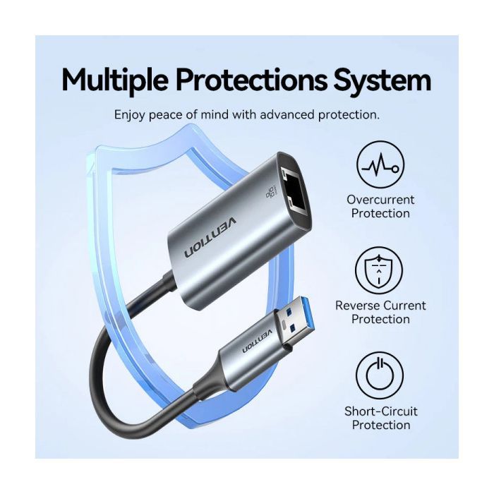 Переходник USB-C to RJ45 Ethernet 1000Mbps gray Vention (CFQHB) изображение 5