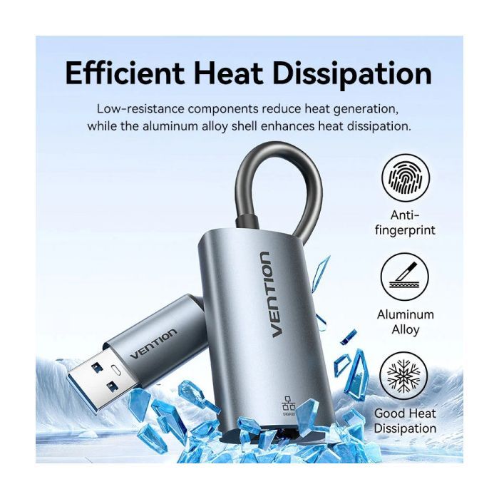 Переходник USB-C to RJ45 Ethernet 1000Mbps gray Vention (CFQHB) изображение 6