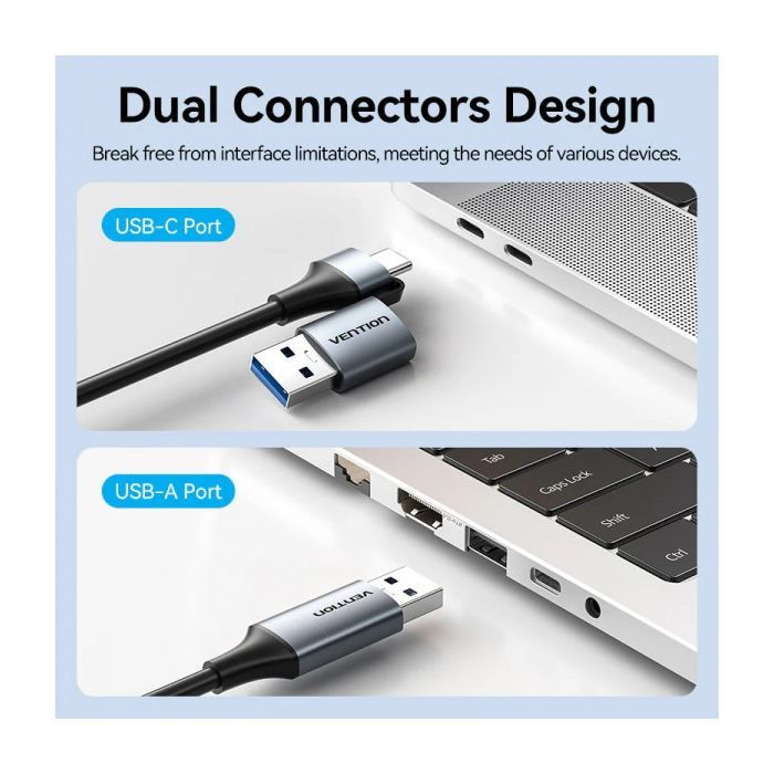 Переходник USB-C to RJ45 Ethernet 1000Mbps gray Vention (CFQHB) изображение 8