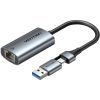 Переходник USB-C to RJ45 Ethernet 1000Mbps gray Vention (CFQHB)