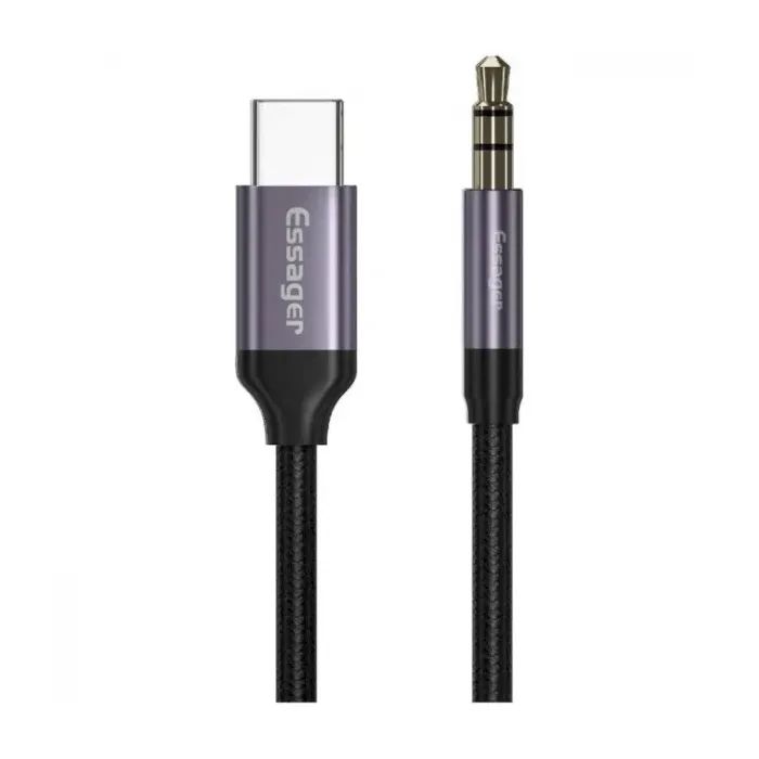 Кабель мультимедійний USB-C to 3.5mm M 1.0m gray Essager (EZJE02-0G)