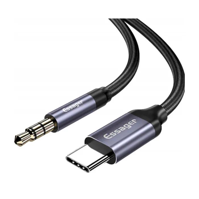 Кабель мультимедійний USB-C to 3.5mm M 1.0m gray Essager (EZJE02-0G) зображення 2