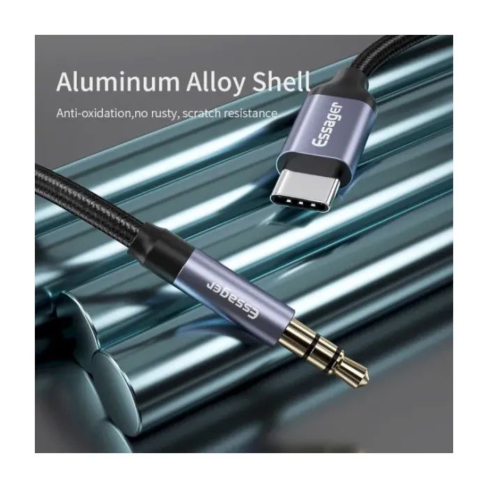 Кабель мультимедійний USB-C to 3.5mm M 1.0m gray Essager (EZJE02-0G) зображення 5