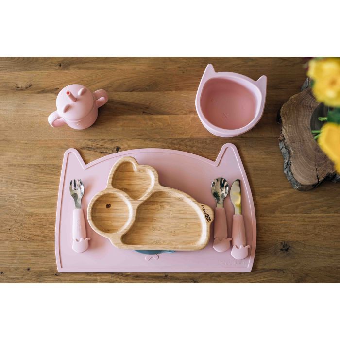 Набір дитячого посуду FreeON Kitty силіконовий килимок для годування, pink (46385) зображення 3