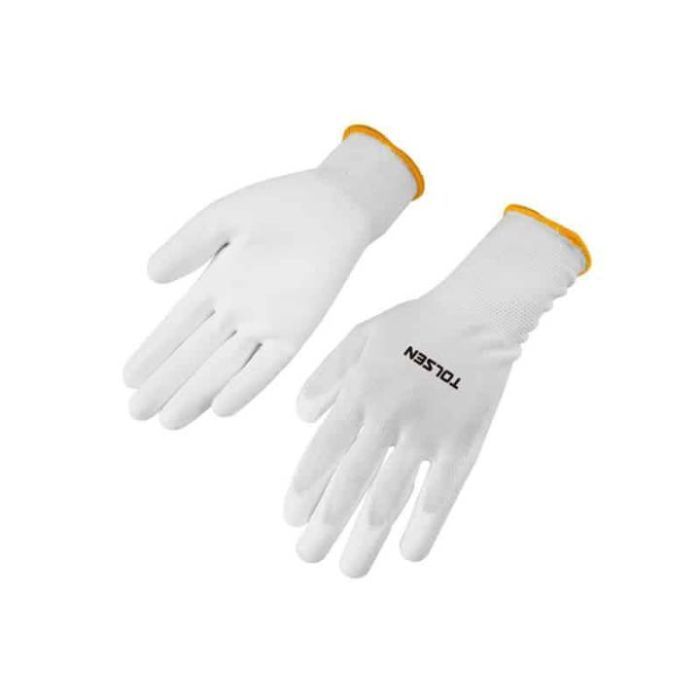 Захисні рукавиці Tolsen поліестер з ПУ покриттям білі XXL (11) (45502)