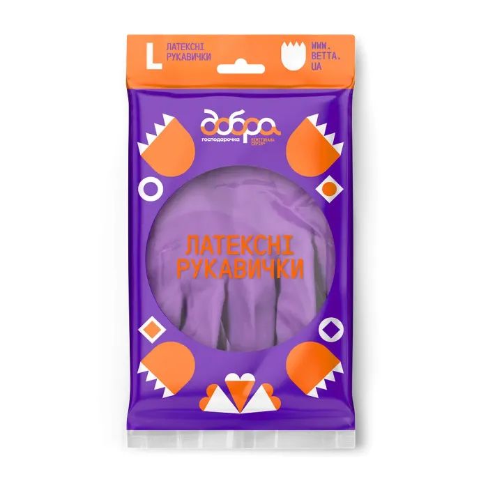 Перчатки хозяйственные Добра Господарочка Латексные Коллекция Выбойка Размер L (4820086523721) изображение 3