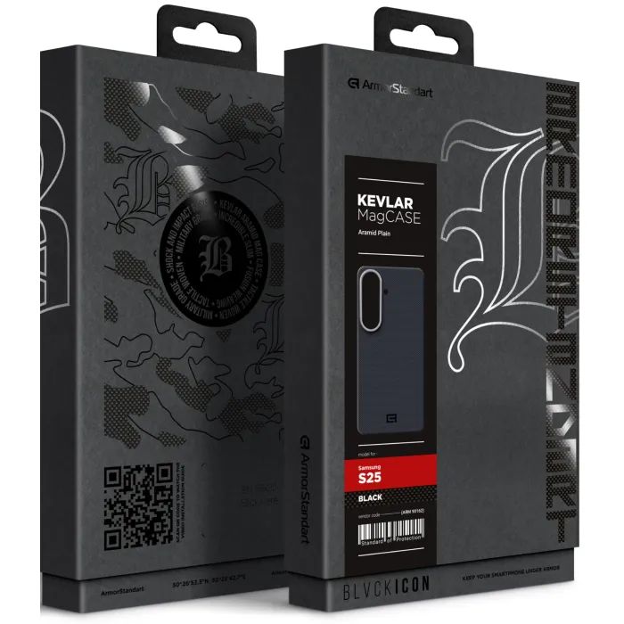Чехол для мобильного телефона Armorstandart BlackIcon Aramid Plain MagCase Samsung S25 Black (ARM90162) изображение 2