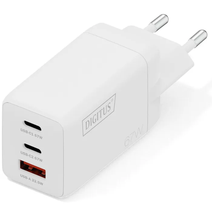 Зарядное устройство Digitus 2xUSB-C + 1xUSB 67W GaN (DA-10303)