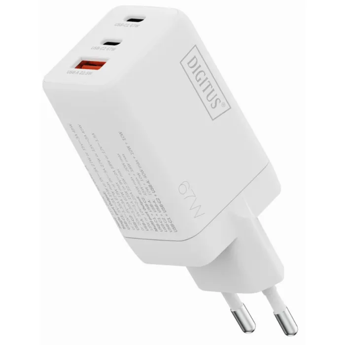 Зарядное устройство Digitus 2xUSB-C + 1xUSB 67W GaN (DA-10303) изображение 2