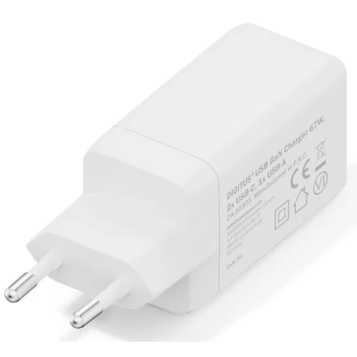 Зарядное устройство Digitus 2xUSB-C + 1xUSB 67W GaN (DA-10303) изображение 3