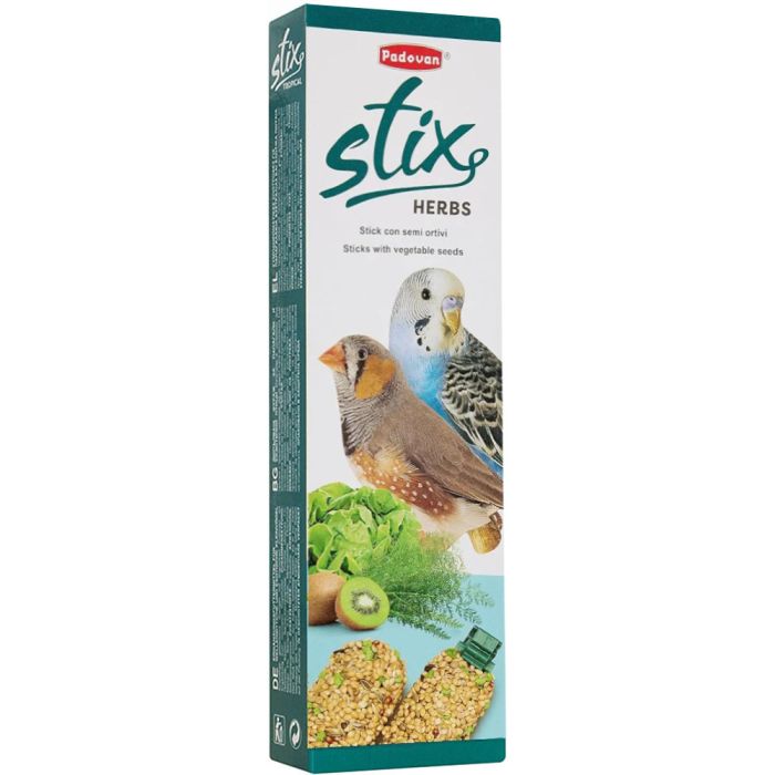 Лакомство для птиц Padovan Stix Herbs для волнистых попугаев и амадинов 80 г (8001254001418)