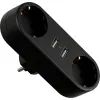 Сетевой разветвитель EUROELECTRIC X2 16A 2xUSB Black с заземлением (EE-2/2USB-16A(black))