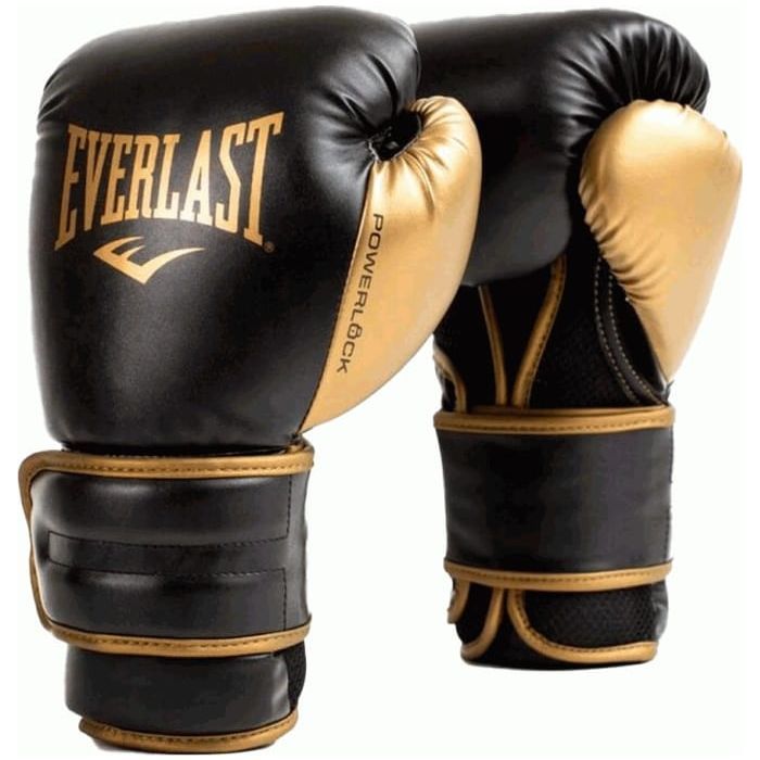 Боксерские перчатки Everlast Powerlock 2R Training Glove P00002665 чорний, золотий 16 унцій (009283611996)