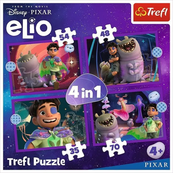 Пазл Trefl Disney Elio Внеземные миссии 4 в 1 (35, 48, 54, 70) (5900511346657) изображение 6