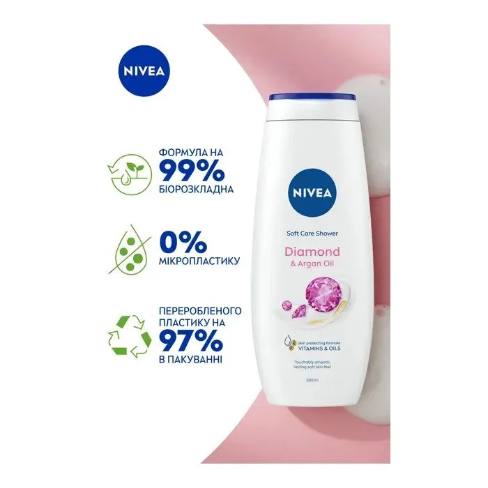 Гель для душа Nivea Care Diamond & Argan Oil 500 мл (9005800282480) изображение 5