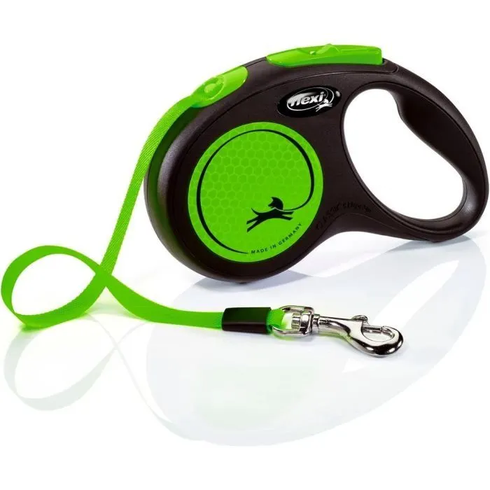 Поводок для собак Flexi New Neon лента S 5 м/15 кг зеленый (4000498032015)