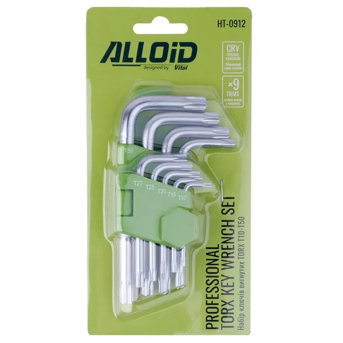 Ключ Alloid вигнутий TORX, 9шт. (HT-0912) зображення 3