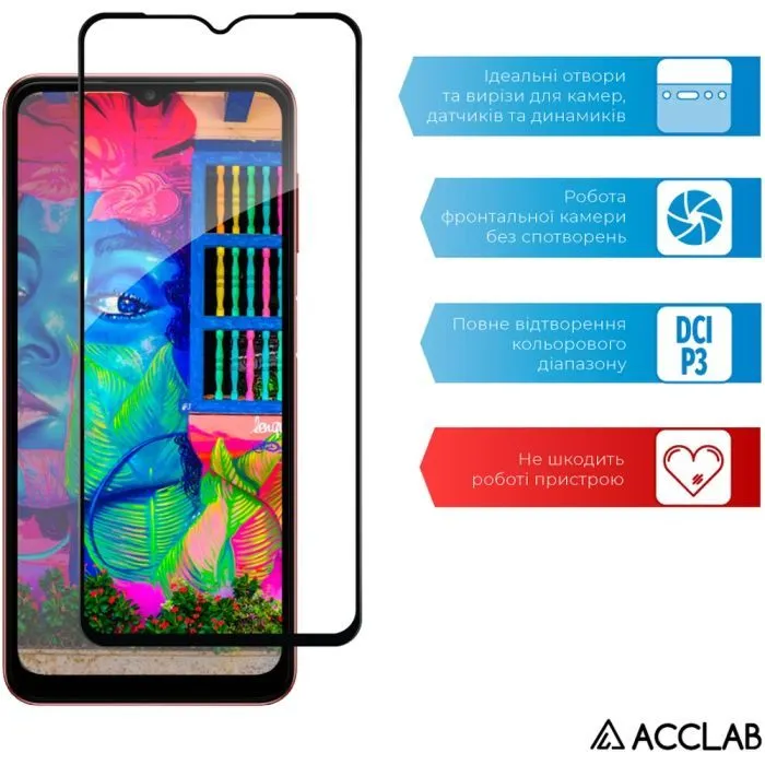 Стекло защитное ACCLAB Full Glue Samsung A04e Black (1283126547164) изображение 5