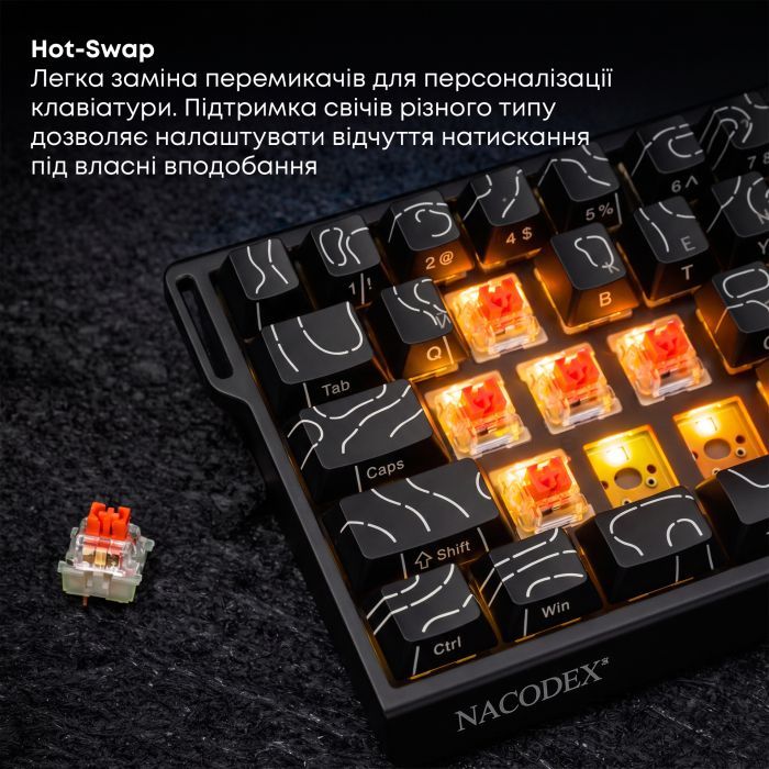 Клавіатура Ajazz NacodeX NK68 V2 Red Switch LED USB UA Black (NK68-V2-R-S-B) зображення 10