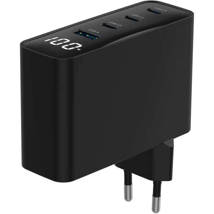 Зарядное устройство Gembird 3xUSB-C PD100W + 1xUSB QC3.0 30W black (TA-UC-PDQC100LCD-01-BK) изображение 2