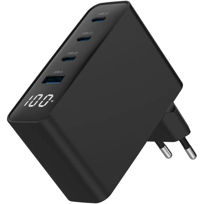Зарядное устройство Gembird 3xUSB-C PD100W + 1xUSB QC3.0 30W black (TA-UC-PDQC100LCD-01-BK) изображение 3
