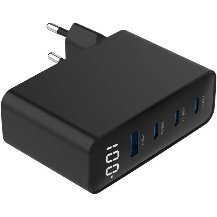 Зарядное устройство Gembird 3xUSB-C PD100W + 1xUSB QC3.0 30W black (TA-UC-PDQC100LCD-01-BK) изображение 4