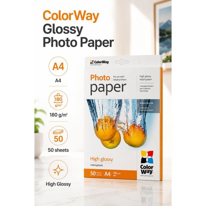 Фотобумага ColorWay A4 180г glossy 50л (PG180050A4) изображение 5