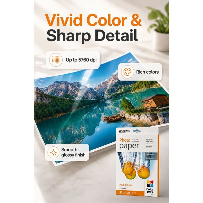 Фотобумага ColorWay A4 180г glossy 50л (PG180050A4) изображение 6