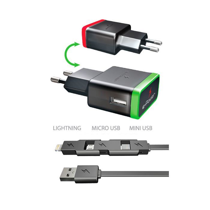 Зарядное устройство E-power 1 * USB 1A + смарт кабель (EP721HAS) изображение 4